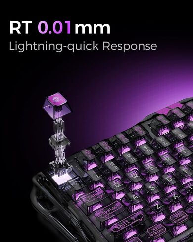 GravaStar Mercury V75 Lite Hall Effect Gaming Keyboard, 75% Wired Magnetic Keyboard, 8000Hz Polling Rate, Rapid Trigger, Adjustable Actuation, RGB Backlit, Hot Swappable, Transparent Black in Kuwait