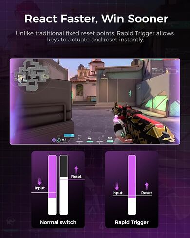 GravaStar Mercury V75 Lite Hall Effect Gaming Keyboard, 75% Wired Magnetic Keyboard, 8000Hz Polling Rate, Rapid Trigger, Adjustable Actuation, RGB Backlit, Hot Swappable, Transparent Black in Kuwait