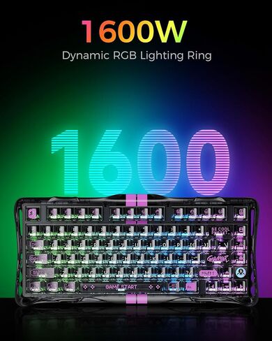 GravaStar Mercury V75 Lite Hall Effect Gaming Keyboard, 75% Wired Magnetic Keyboard, 8000Hz Polling Rate, Rapid Trigger, Adjustable Actuation, RGB Backlit, Hot Swappable, Transparent Black in Kuwait