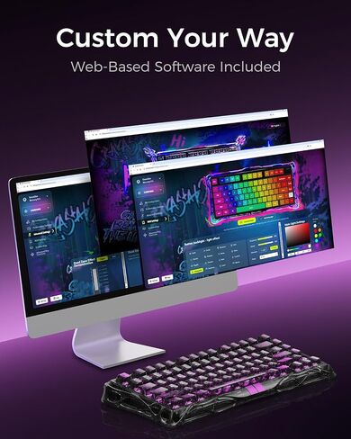 GravaStar Mercury V75 Lite Hall Effect Gaming Keyboard, 75% Wired Magnetic Keyboard, 8000Hz Polling Rate, Rapid Trigger, Adjustable Actuation, RGB Backlit, Hot Swappable, Transparent Black in Kuwait
