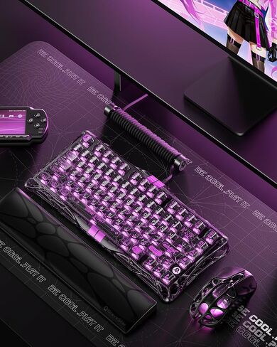 GravaStar Mercury V75 Lite Hall Effect Gaming Keyboard, 75% Wired Magnetic Keyboard, 8000Hz Polling Rate, Rapid Trigger, Adjustable Actuation, RGB Backlit, Hot Swappable, Transparent Black in Kuwait