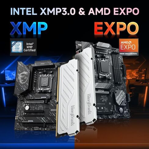 Computer سطح مكتب الذاكرة RAM DDR5 32GB (2x16GB) 6000MT/S CL36 1.35V رفع تردد التشغيل XMP 3.0 و AMD مع DISTRINK لألعاب الكمبيوتر/PS ، SILVER in Kuwait