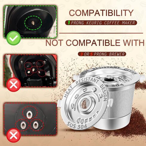 4 عبوات قابلة لإعادة الاستخدام K Coups Coffee Pods لـ Keurig 1.0: أكواب K القابلة لإعادة ملء الفولاذ المقاوم للصدأ - مرشحات القهوة القابلة لإعادة الاستخدام لآلة القهوة Keurig ، خالية من BPA ، SUS 304‌ ، مغرفة ، مقاومة مقاومة للحرارة in Kuwait