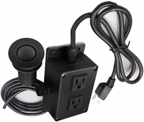 مصقوب صارم بشكل صارم مخرج القمامة التخلص من طقم تبديل الهواء - مربع التحكم في التخلص من النفايات مع زر دفع الفولاذ المقاوم للصدأ ، 15A ، 125/250 فولت ، لحوض المطبخ أو كونترتوب (النحاس) in Kuwait