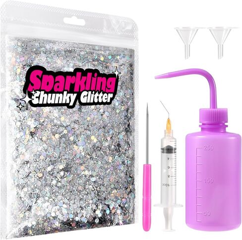 Rainbow Glitter, Snow Globe Tumbler Supplies with Chunky Glitter, Snowglobe Tumbler Supplies Kit for DIY Rainbow Glitter Snow Globe Tumbler Craft in Saudi Arabia