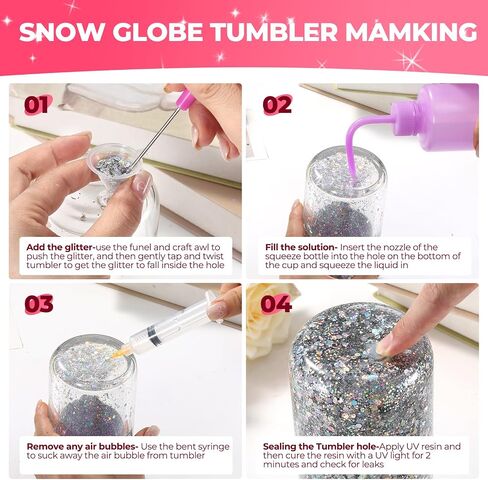Rainbow Glitter, Snow Globe Tumbler Supplies with Chunky Glitter, Snowglobe Tumbler Supplies Kit for DIY Rainbow Glitter Snow Globe Tumbler Craft in Saudi Arabia