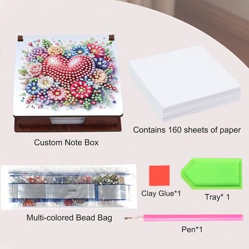 JISHSHAY Diamond Painting Note Box Bee Diamond Art Notecard Box Bee Gem Art Sticky Note Holder Gem Painting Embroidery Kit Mosaic Kits for Adults Memo Pad Holder, Contains 160 Sheets of Paper in Saudi Arabia