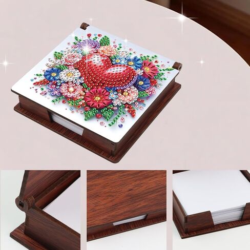 JISHSHAY Diamond Painting Note Box Bee Diamond Art Notecard Box Bee Gem Art Sticky Note Holder Gem Painting Embroidery Kit Mosaic Kits for Adults Memo Pad Holder, Contains 160 Sheets of Paper in Saudi Arabia