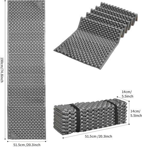 1PCS Yellow Foam Camping Pads for Hiking, Ultralight Closed Cell Mattress, Waterproof Soft Mat for Adults, Wide Picnic Yoga Mats, Folding Sleeping Pad for Outdoor Backpacking in Kuwait