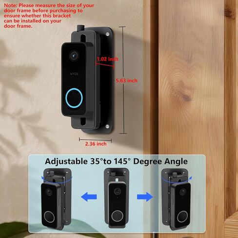 Horizontal Wedge Mount for Wyze Video Doorbell V2/ Pro, Adjustable Mounting Holder Accessories for Apartment Home Office with Better Viewing-No Drill in Kuwait