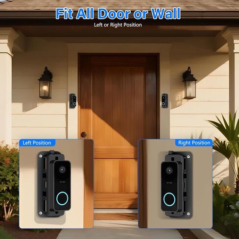 Horizontal Wedge Mount for Wyze Video Doorbell V2/ Pro, Adjustable Mounting Holder Accessories for Apartment Home Office with Better Viewing-No Drill in Kuwait