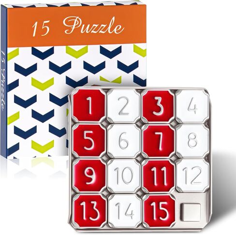 2 pcs Metal Number Slide 15 Puzzle Red and White Number Sliding Puzzle Educational Pocket Funny IQ Game for Teens and Adults, Ideal for Learning Tool Party Favors in Saudi Arabia