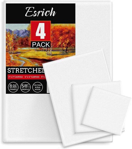 ESRICH Stretched Canvas for Painting, 16 Pack 8x8 Square Canvases for Painting Primed Acid-Free Blank Canvases,Painting Canvas for Beginners, Artists for Oil,Acrylic Paint, Pouring Painting. in Saudi Arabia