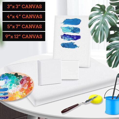 ESRICH Stretched Canvas for Painting, 16 Pack 8x8 Square Canvases for Painting Primed Acid-Free Blank Canvases,Painting Canvas for Beginners, Artists for Oil,Acrylic Paint, Pouring Painting. in Saudi Arabia
