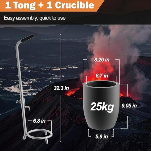 MMasters 15kg Hand-held Crucible Tongs Rack Set for Smelting Metal with a Silicon Carbide Graphite Crucible, for Melting Furnace Work, Melting Aluminum Copper Jewelry Casting Tools in Kuwait
