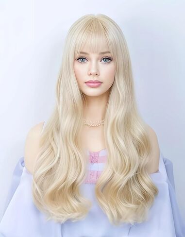 Rugelyss Long Wavy Dreamy Purple Wigs for Women Soft Synthetic Wig with Bangs for Girls Halloween Cosplay or Costume Party in Saudi Arabia