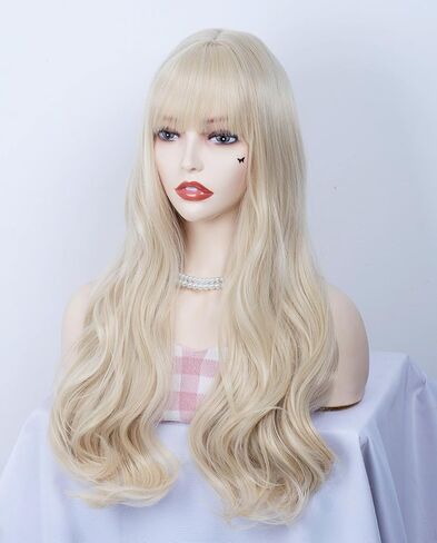 Rugelyss Long Wavy Dreamy Purple Wigs for Women Soft Synthetic Wig with Bangs for Girls Halloween Cosplay or Costume Party in Saudi Arabia
