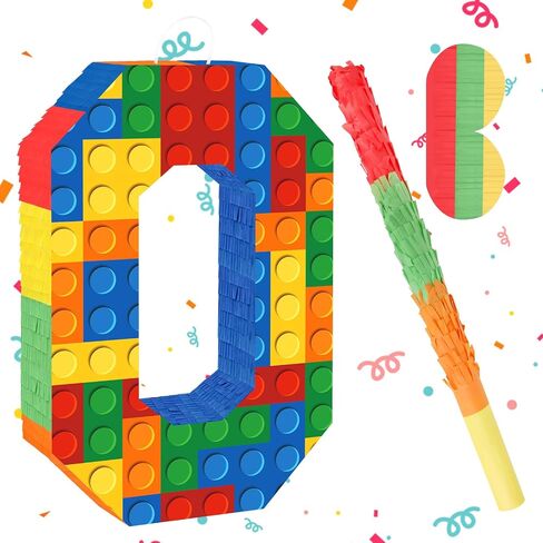 Number Building Blocks Decor for Pinata Birthday Party Supplies, Girls Boys Fiesta Carnival Games with Stick & Blindfold (Number 5) in Kuwait