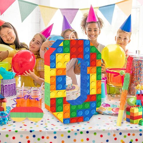 Number Building Blocks Decor for Pinata Birthday Party Supplies, Girls Boys Fiesta Carnival Games with Stick & Blindfold (Number 5) in Kuwait
