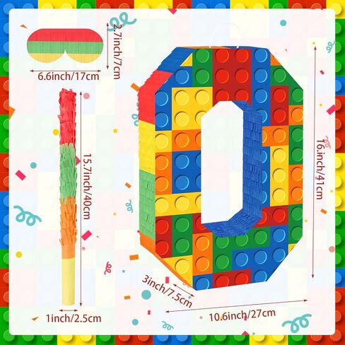 Number Building Blocks Decor for Pinata Birthday Party Supplies, Girls Boys Fiesta Carnival Games with Stick & Blindfold (Number 5) in Kuwait