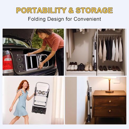 Upgraded 3 in 1 Folding Hand Truck, 600lbs Capacity, Heavy Duty Convertible Dolly with Retractable Handle and 4 Rubber Wheels, Collapsible Cart for Moving Home, Office, Warehouse（Orange） in Kuwait