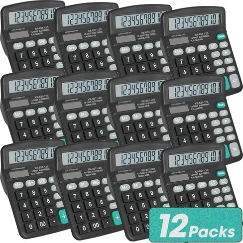 6 Pack Calculator Bulk, 12 Digits Calculators Desktop with Large LCD Display and Sensitive Butto, Solar and Battery Dual Power, Desk Calculator for Office, School, Home in Kuwait