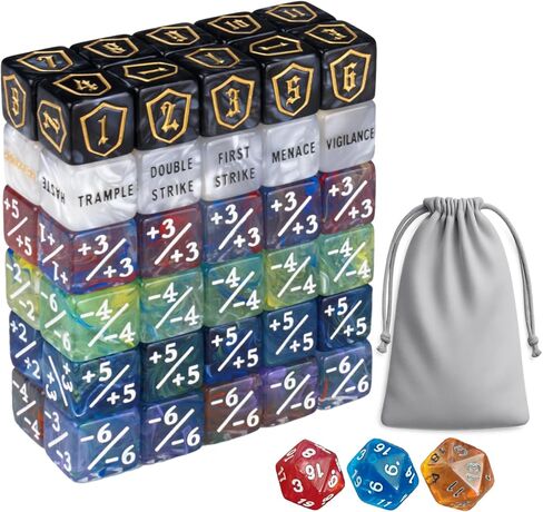 63 PCS MTG DICE عدادات ذات قدرات رئيسية لعدادات الكلمات الرئيسية وعدادات الحياة MTG ، و DICE SET لألعاب MTG و TCG وألعاب الورق ، وسحر ملحقات التجمع in Kuwait