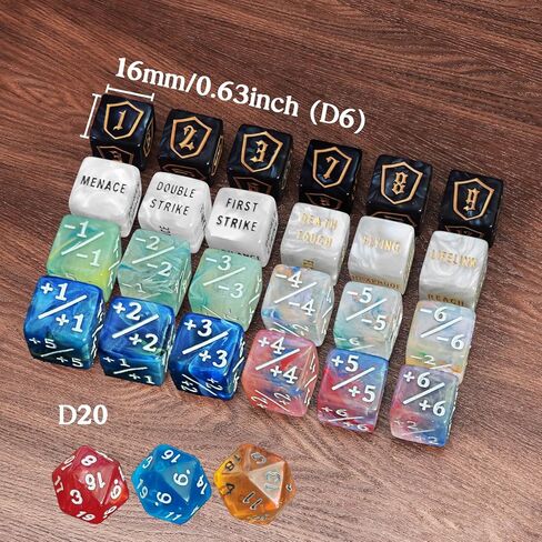 63 PCS MTG DICE عدادات ذات قدرات رئيسية لعدادات الكلمات الرئيسية وعدادات الحياة MTG ، و DICE SET لألعاب MTG و TCG وألعاب الورق ، وسحر ملحقات التجمع in Kuwait