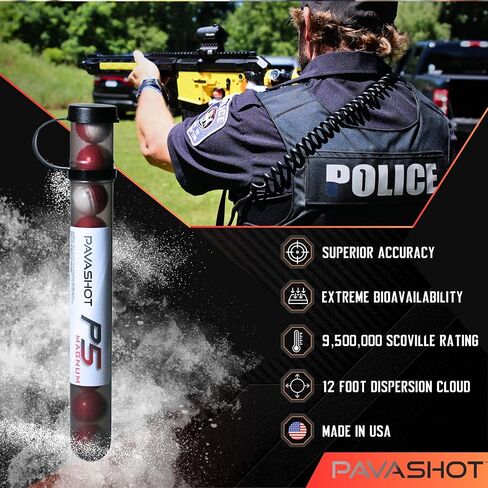 PavaBall - Police Grade Pepper Projectiles, Powerful Non Lethal Self Defense .68 Caliber PAVA & Capsaicin Powder, 10 Count Pepper Balls in Saudi Arabia