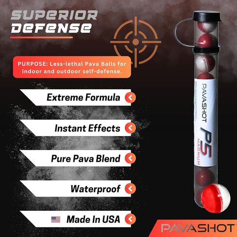 PavaBall - Police Grade Pepper Projectiles, Powerful Non Lethal Self Defense .68 Caliber PAVA & Capsaicin Powder, 10 Count Pepper Balls in Saudi Arabia
