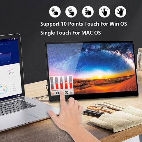 18.4 Inch Portable Monitor Touchscreen 4k，3840 x 2160 10bits，Anti-Glare，Optical bonding，MPP Stylus Pen Compatible,Laptop External Screen HDR Eye Care Gaming Computer Display for Laptop in Saudi Arabia