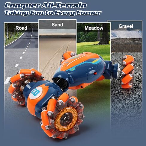 Waterproof Monster Truck Gesture RC Car, 4WD Amphibious Hand Controlled Remote Control Toy for Kids, All-Terrain Off-Road Vehicle for Boys Ages 6-7 8 9 10 11 12 Year Old, Present in Kuwait