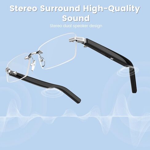 Smart Glasses Rimless Smartglasses Sunglasses with Bluetooth Speaker,Remote Control Photo Taking/UV Protection Voice Control (Polarized Lenses) in Saudi Arabia