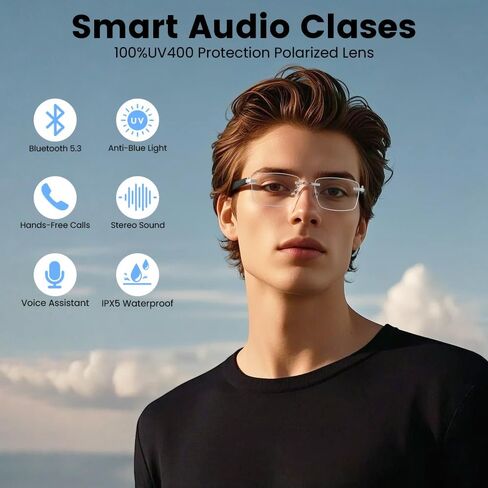 النظارات الذكية النظارات SmartGlasses SmartGlasses مع مكبر صوت Bluetooth ، والتحكم عن بعد التقاط صور/حماية UV (العدسات المستقطبة) in Kuwait
