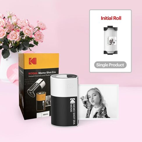 كاميرا KODAK Memo Shot ERA Kids الرقمية الفورية وطابعة ملصقات الصور (أبيض، كاميرا + 10 بكرات) in Kuwait