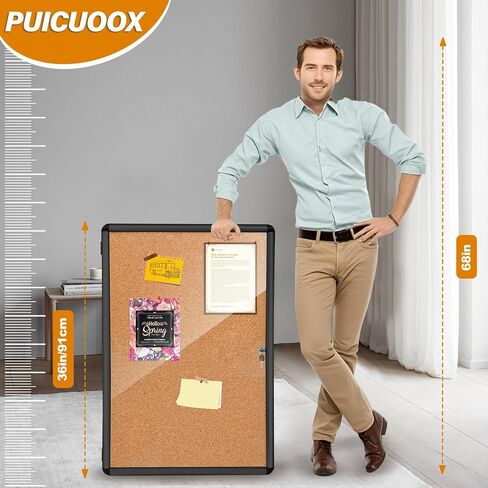 36x24 Inch Outdoor Enclosed Bulletin Board,Enclosed Cork Notice Board with Aluminum Frame, Shatter-Resistant Tamper-Proof Display Board Case Cork Board for School, Office, Park,Sliver(9×A4) in Saudi Arabia