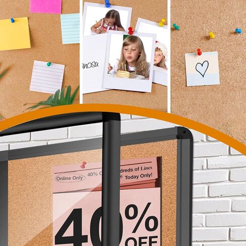 36x24 Inch Outdoor Enclosed Bulletin Board,Enclosed Cork Notice Board with Aluminum Frame, Shatter-Resistant Tamper-Proof Display Board Case Cork Board for School, Office, Park,Sliver(9×A4) in Saudi Arabia