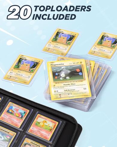 9 Pocket Toploader Binder مع Zipper-يحمل 252 لوادر Top Loaders-ألبوم بطاقة مزدوجة على الوجهين لبطاقات التداول ، TCG ، MTG ، البطاقات الرياضية in Kuwait