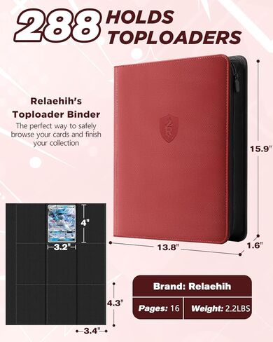 9 Pocket Toploader Binder مع Zipper-يحمل 252 لوادر Top Loaders-ألبوم بطاقة مزدوجة على الوجهين لبطاقات التداول ، TCG ، MTG ، البطاقات الرياضية in Kuwait