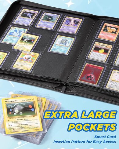 9 Pocket Toploader Binder مع Zipper-يحمل 252 لوادر Top Loaders-ألبوم بطاقة مزدوجة على الوجهين لبطاقات التداول ، TCG ، MTG ، البطاقات الرياضية in Kuwait