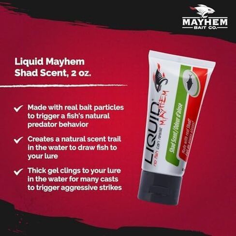 السائل Mayhem Shad Fish Gel 60 مل / 2 أوقية · 60 استخدامات - REAL Shad Bait & Aminos | هلام طويل يدوم للأشعة فوق البنفسجية-جميع أنواع الإغراء in Kuwait