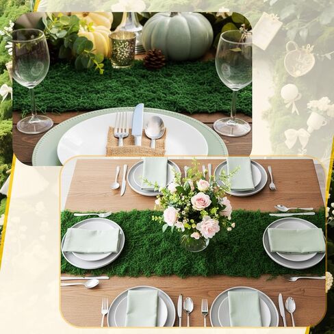 Zeyune 2 Pcs 12'' x 71'' Fake Moss Table Runner for Crafts Artificial Green Moss Sheet Roll Waterproof Carpet Blanket for Wall Roof Garden Wedding Party Decoration (Light Green) in Saudi Arabia