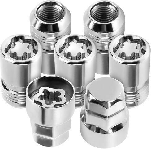 14x1.5 Wheel Locks with Key,Set of 4，Anti-Theft Locking Lug Nuts,Fits Sliverado Sierra Savana Yukon Tahoe，Chrome in Saudi Arabia