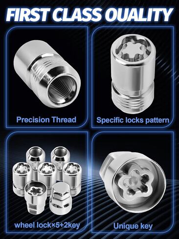 14x1.5 Wheel Locks with Key,Set of 4，Anti-Theft Locking Lug Nuts,Fits Sliverado Sierra Savana Yukon Tahoe，Chrome in Saudi Arabia