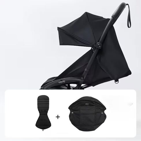 طقم مكون من قطعتين من وسائد مقعد عربة الأطفال ومظلة لعربات الأطفال Bébé Confort YOYO2/YoYo+، طقم ملحقات بديلة مع قماش مزدوج الطبقة، هدية عيد الميلاد للأم والطفل (أسود) in Kuwait