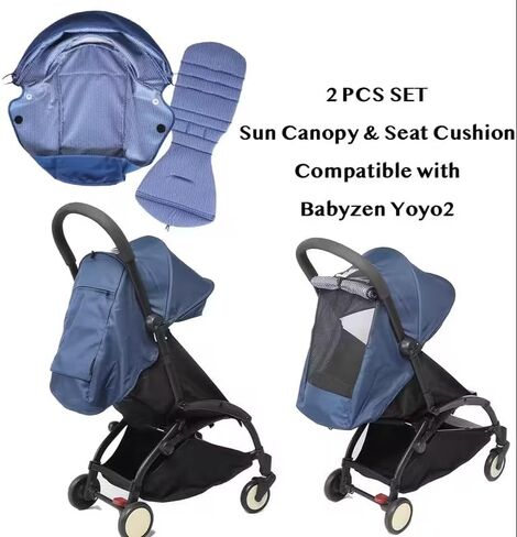 طقم مكون من قطعتين من وسائد مقعد عربة الأطفال ومظلة لعربات الأطفال Bébé Confort YOYO2/YoYo+، طقم ملحقات بديلة مع قماش مزدوج الطبقة، هدية عيد الميلاد للأم والطفل (أسود) in Kuwait