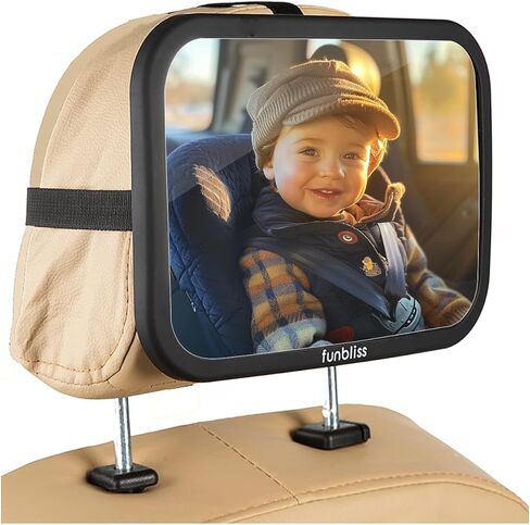 Baby Car Mirror Most Stable Backseat Mirror with Premium Matte Finish,Ultra High Definition PMMA Material, Secure and Shatterproof,Black in Kuwait