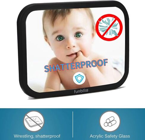 Baby Car Mirror Most Stable Backseat Mirror with Premium Matte Finish,Ultra High Definition PMMA Material, Secure and Shatterproof,Black in Kuwait
