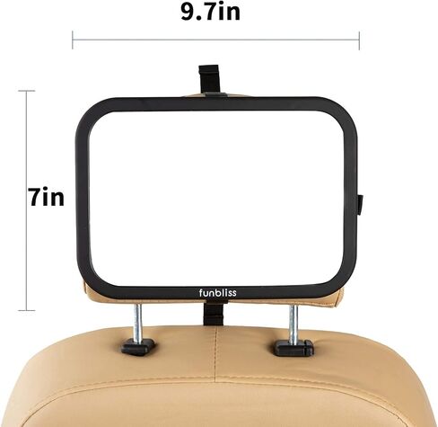 Baby Car Mirror Most Stable Backseat Mirror with Premium Matte Finish,Ultra High Definition PMMA Material, Secure and Shatterproof,Black in Kuwait