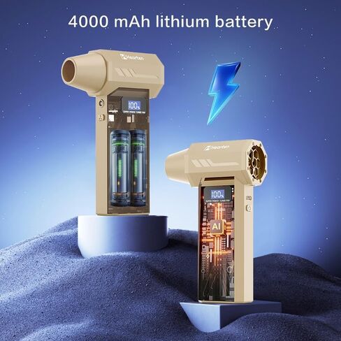 Herten Mini Air Computer Duster 110000 دورة في الدقيقة ، منفاخ الهواء الكهربائي اللاسلكي قابل لإعادة شحنه مع ضوء LED ، والحالة والشاشة الرقمية ، لإزالة الثلج للوحة المفاتيح للكمبيوتر الشخصي والخارجية ، سرير هواء ، أسود in Saudi Arabia